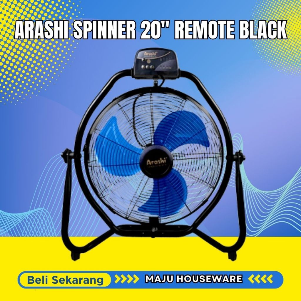 Arashi Spinner Black ARF 20 RC Kipas Angin Industri Lantai & Dinding 16,18,20 Inch 2in1+Remote.