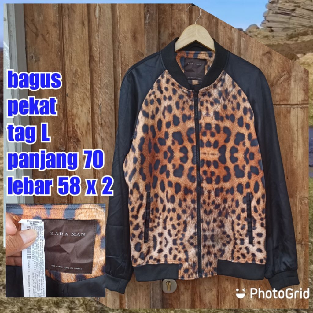 jaket work kerja casual bomber sukajan leopard macan zara man