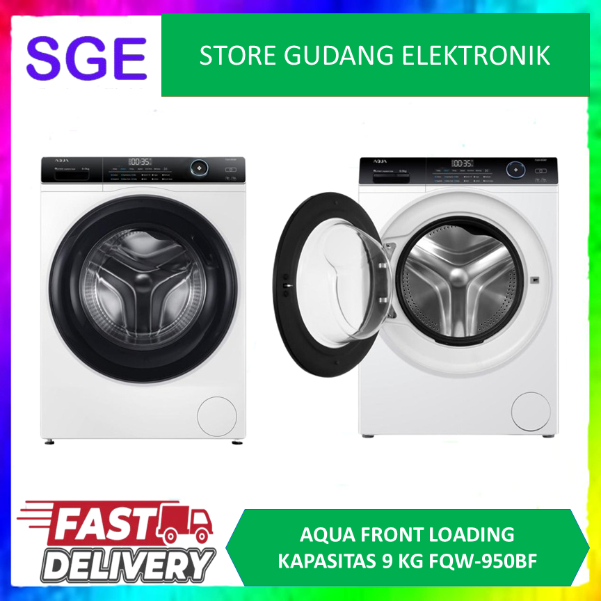 MESIN CUCI AQUA FQW-950BF FRONT LOADING WASHER 9KG INVERTER FQW950BF