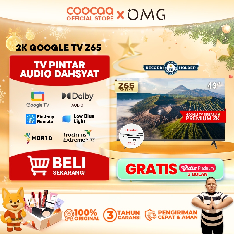 [+BRACKET] NEW COOCAA 43 inch Z65 -  GOOGLE TV - 2K LED-TV  - HDR 10 - Flicker Free - Low Blue Light