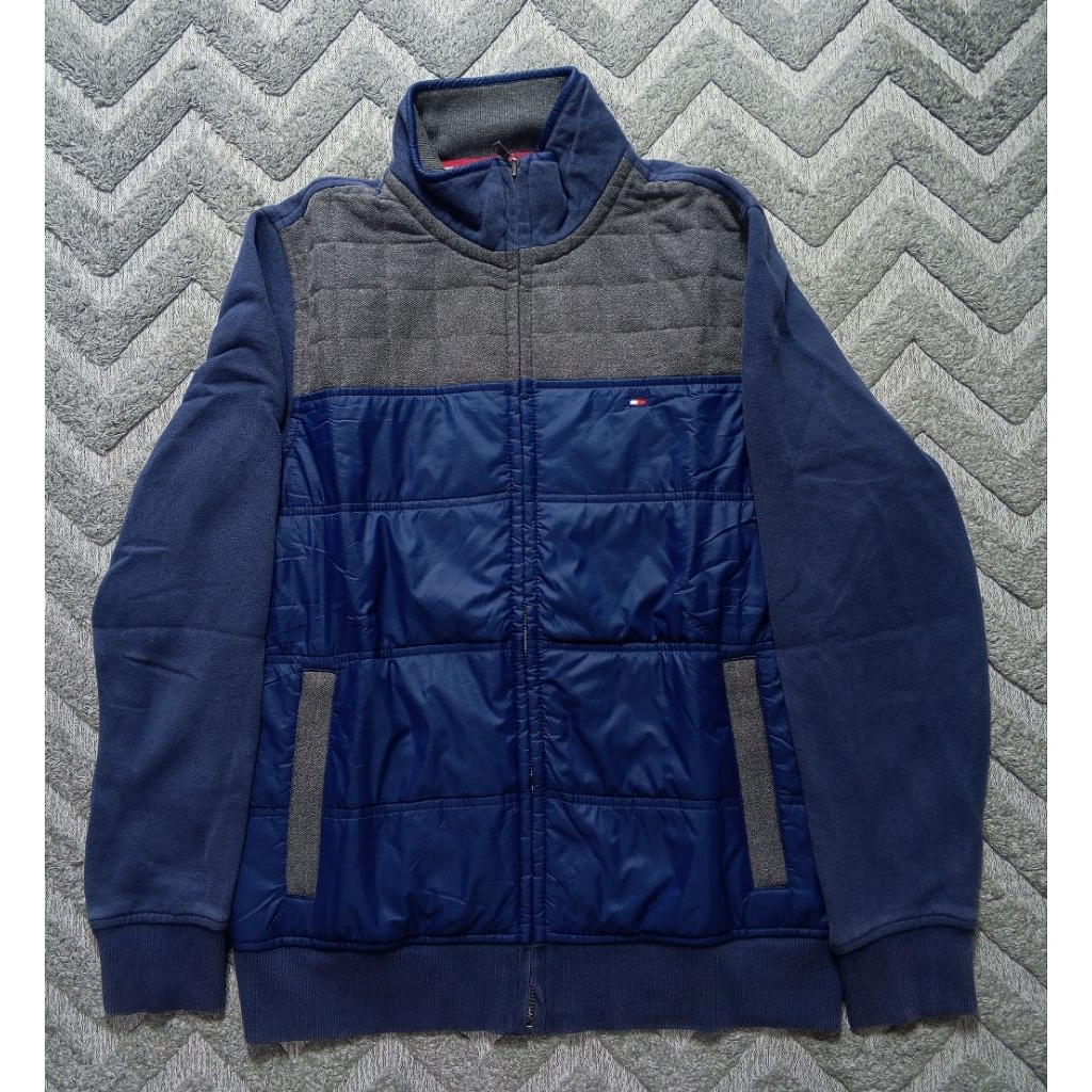 Jaket Tommy Hilfiger bomber outdoor windbreaker biru abu abu