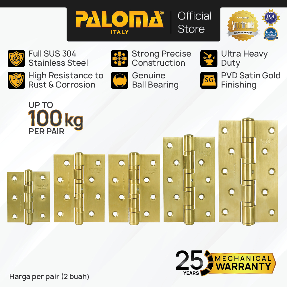 PALOMA Engsel Pintu Jendela Hinge Kupu Butt Plat Kayu Aluminium PVC Hinges Door Window Stainless Ste
