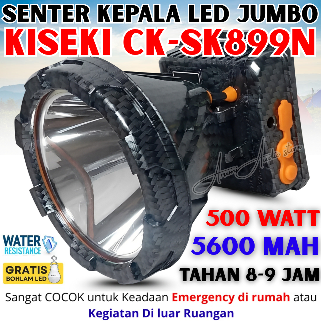 Senter Kepala Kiseki Ck-Sk899n 500 Watt | Headlamp Usb Charging Tahan 12-24 Jam - Headlamp Premium P