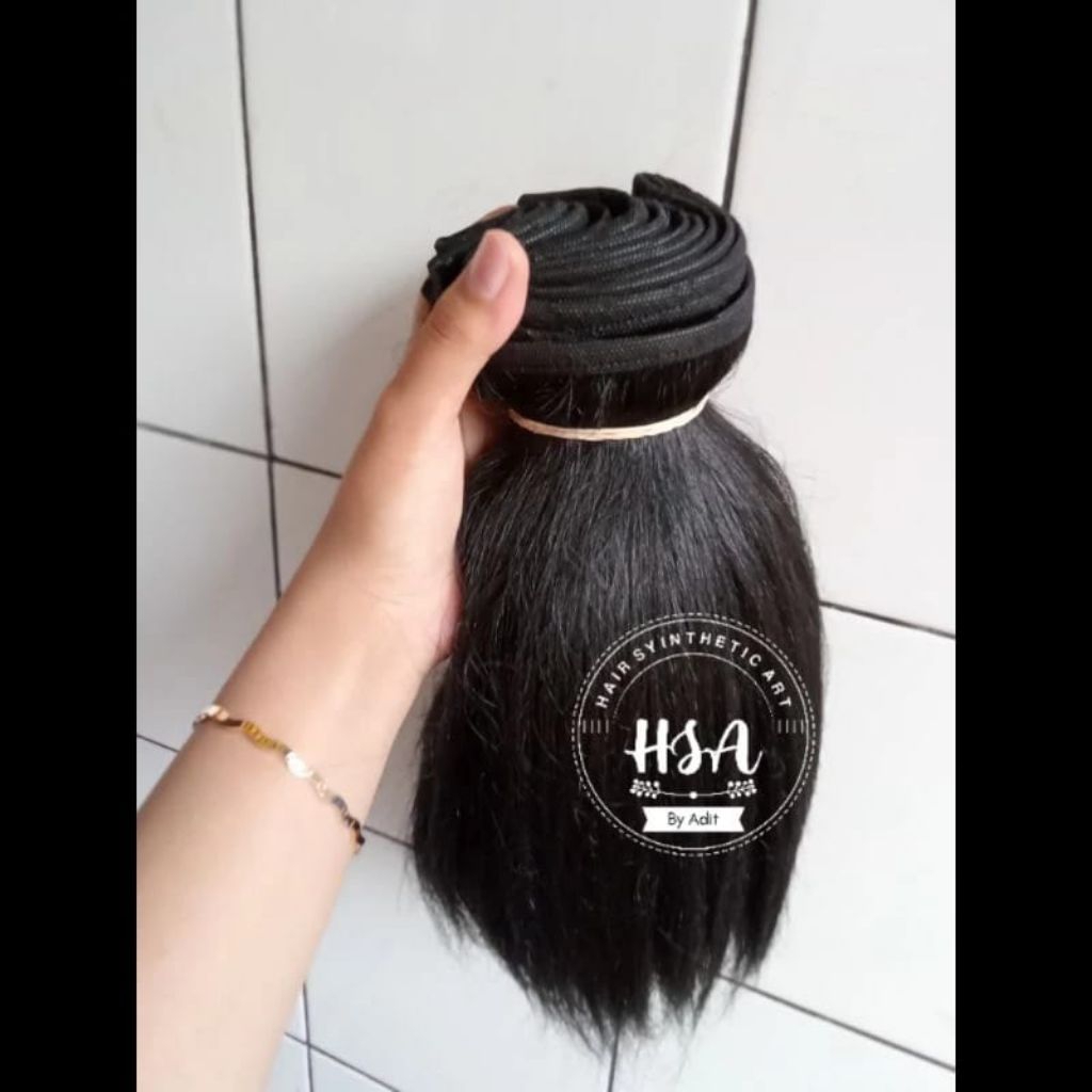 Rambut sintetis warna hitam periket