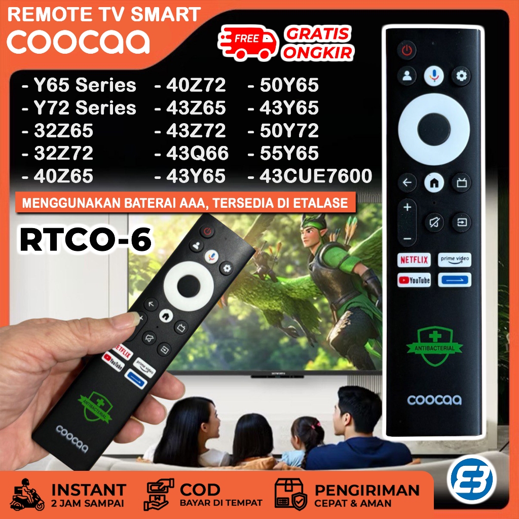 Remote TV COOCAA Android Y65 Y72 32Z65 32Z72 40Z65 40Z72 43Z65 43Z72 43Q66 43Y65 50Y65 43Y65 50Y72 5