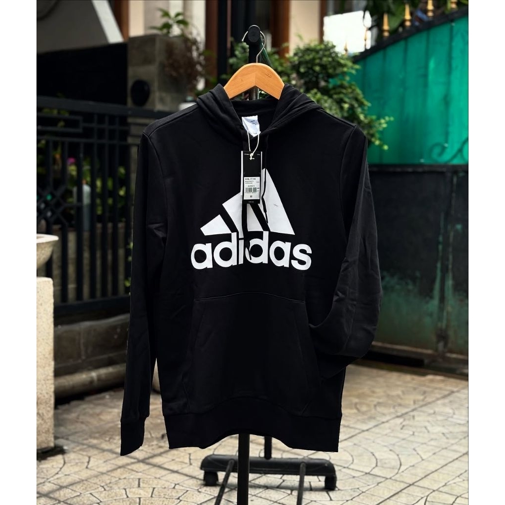 Adidas Essentials 3 Bar Big Logo Hoodie Black GK9540 BNWT ORIGINAL BARANG RESMI STORE