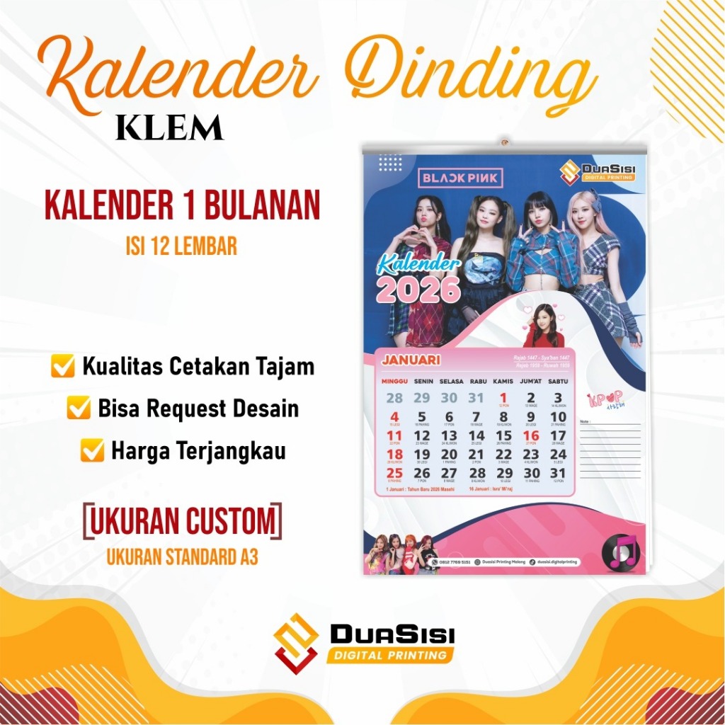ART PAPER | KALENDER DINDING 2026 | KALENDER KLEM | KALENDER TAHUN BARU TERMURAH