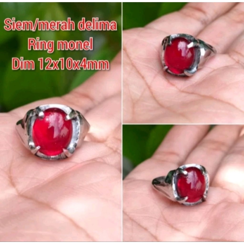 CINCIN WANITA BATU MERAH DELIMA SIEM RING MONEL CEWEK