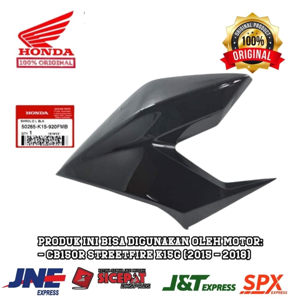 COVER BODY DEPAN KIRI HITAM HONDA NEW CB150R STREET FIRE K15G