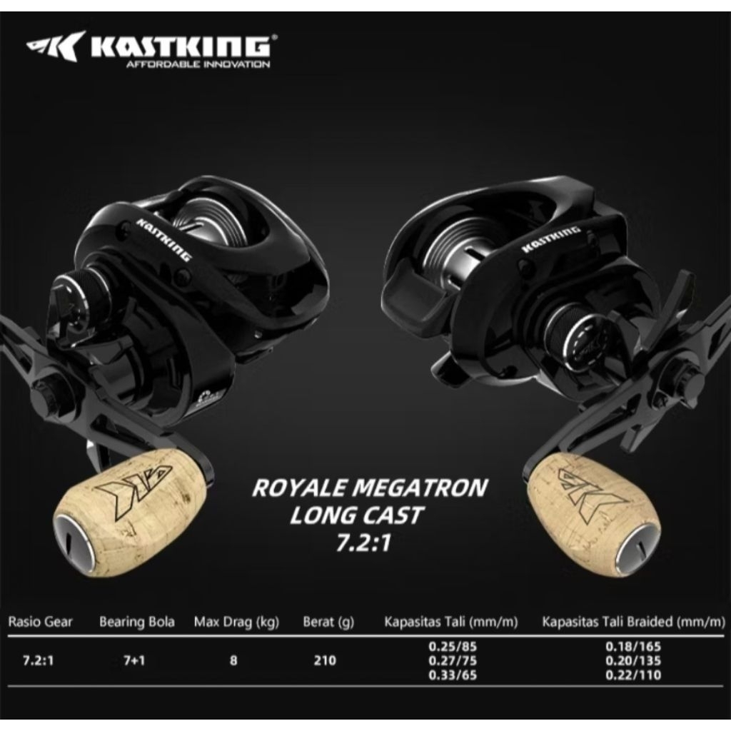 KASTKING ROYALE MEGATRON Reel BC Long Cast Reel Pancing Baitcasting Left Handle ( Handle Kiri )