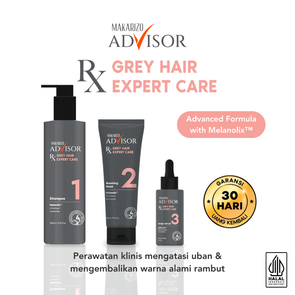 Makarizo Advisor RX Grey Hair Expert Care Series - Atasi Rambut Uban, Repigmentasi, Penghitam Uban /