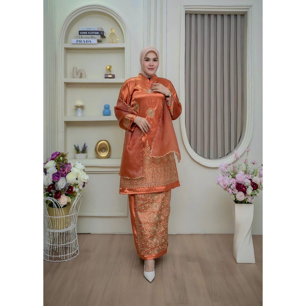 Set Selendang Sharmila | Kebaya Bordir Premium Yokohama Silk Elegan Terbaru 2025