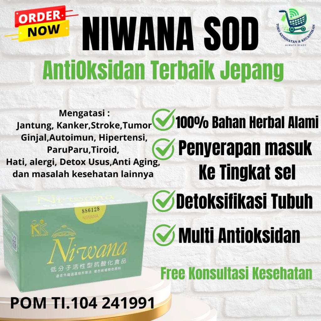 Niwana SOD Suplemen Multi Antioksidan Cegah Radikal Bebas Herbal Alami KK Indonesia Original