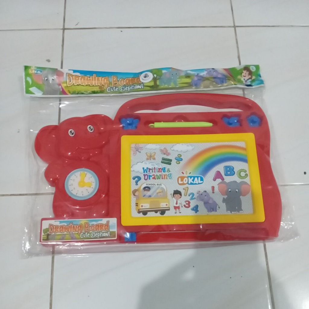 Mainan anak papan tulis magnet kereta drawing board  cute elephant