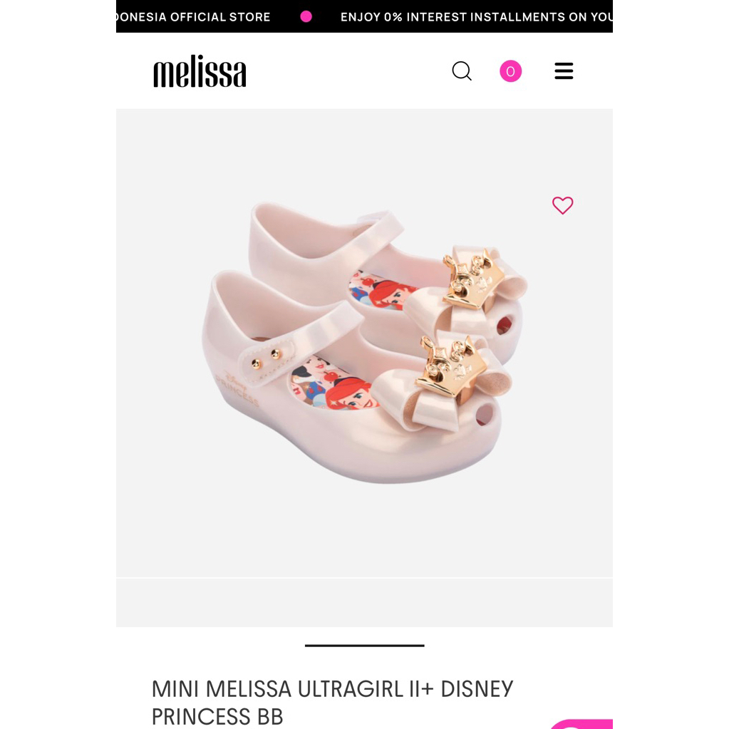 MINI MELISSA ULTRAGIRL II+ DISNEY PRINCESS BB Size 19-20