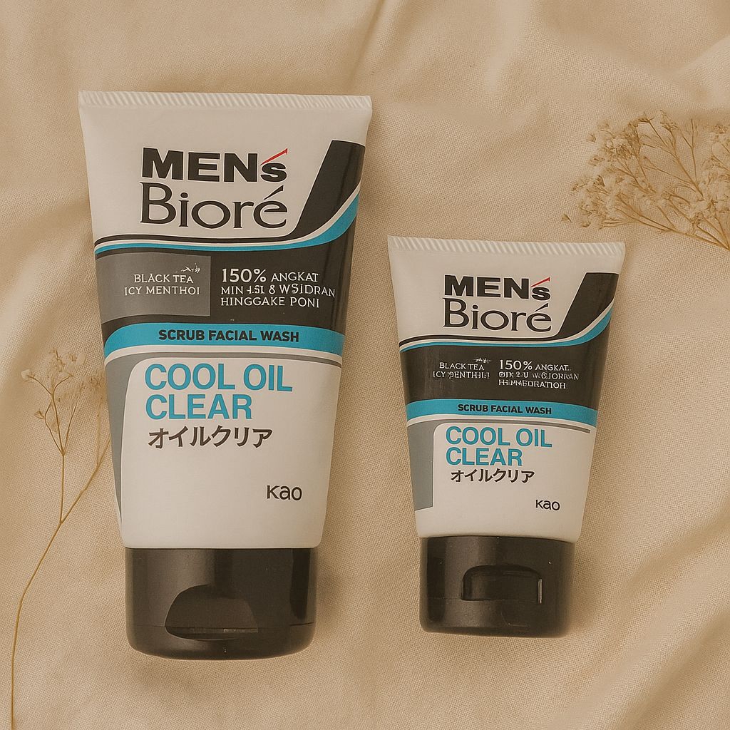 MEN'S BIORE Cool Oil Clear/Scrub Facial Wash