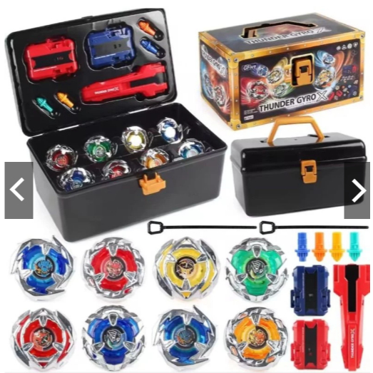 REBONSHOP 8pcs Beyblade Burst Spinning Tops launcher Gyro Toy Set Battle Gyro Game Set Toy Gift Box 