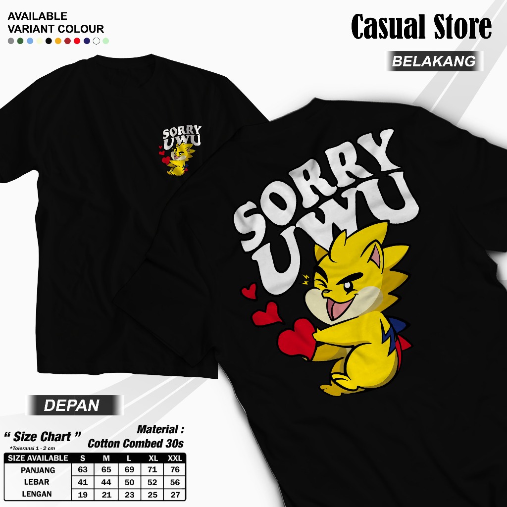 Bandar Kaos Emote Onic Mobile Legend Sorry Uwu - Kaos ML - Baju Emote ML - Baju Streetwear Aesthetic