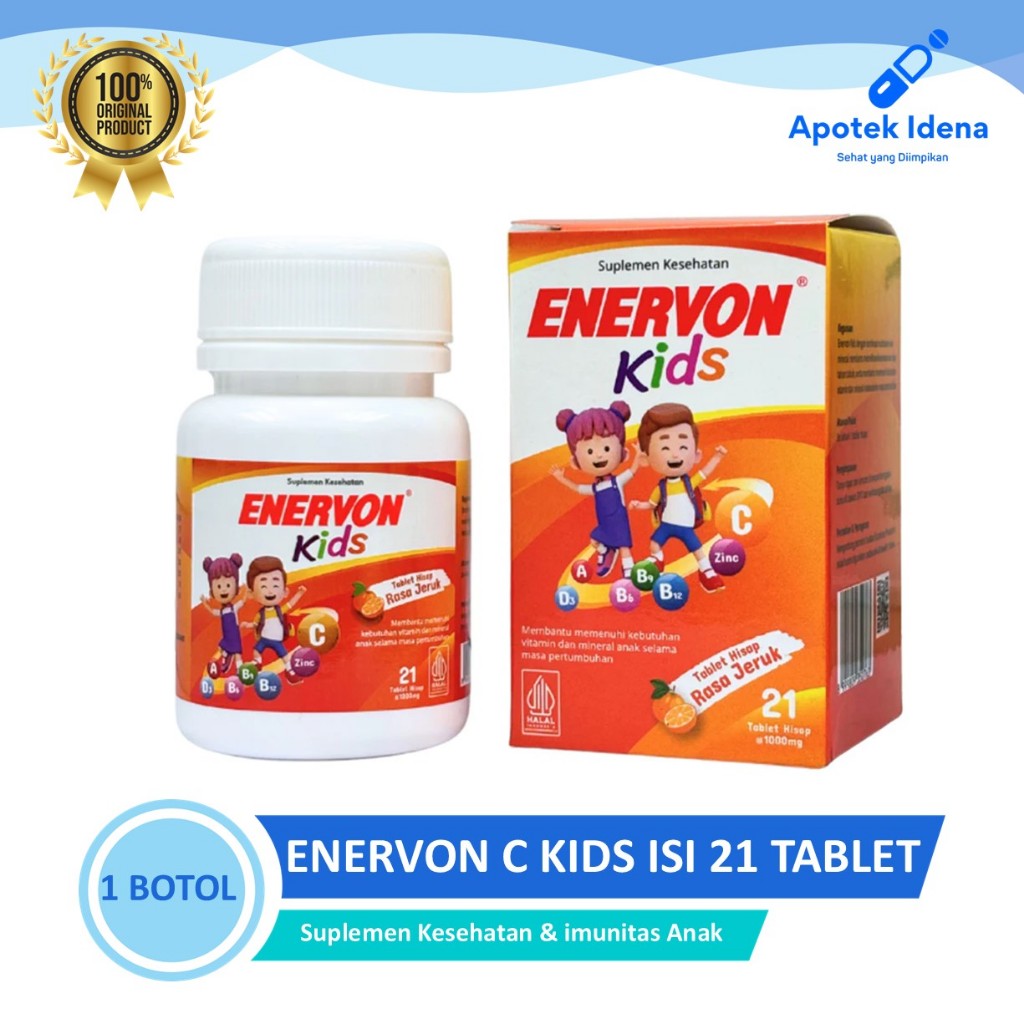 ENERVON KIDS Enervon Kids Tablet Hisap Rasa Jeruk Multivitamin Vitamin C, A, B Complex, D3 plus Zinc