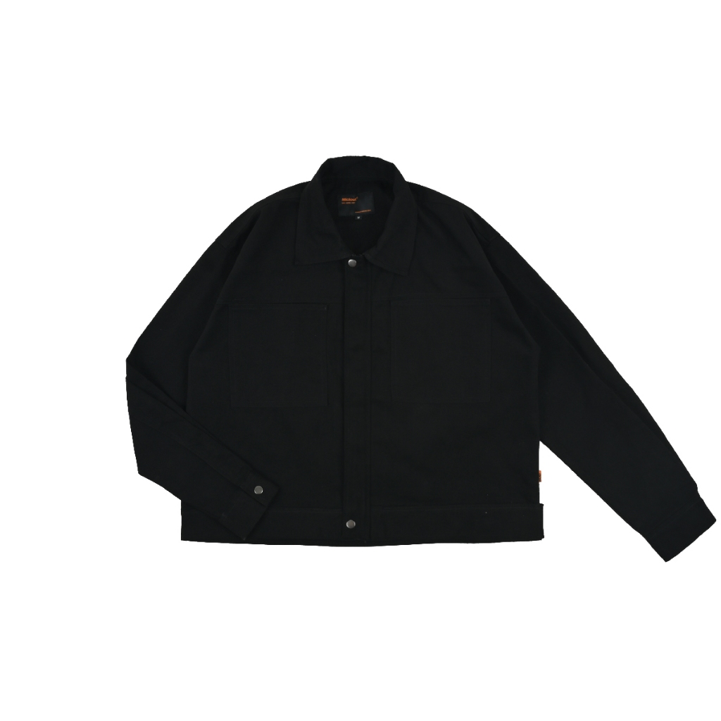 Mickout Dune Trucker Jacket - Jaket Trucker Pria Cotton Twill Boxy Fit - Hitam