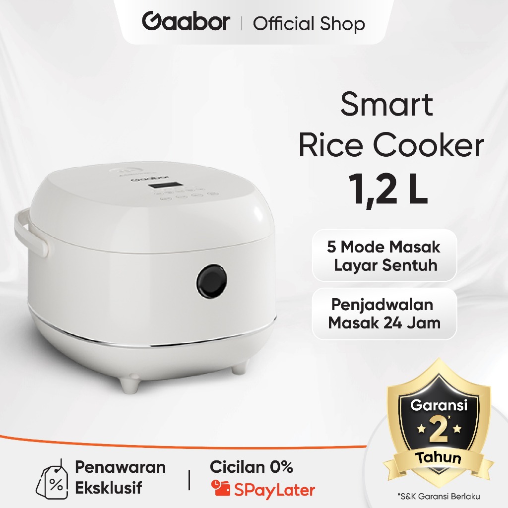 Gaabor GR-S25D Rice Cooker Penanak Nasi 1L Anti Lengket Digital Silver