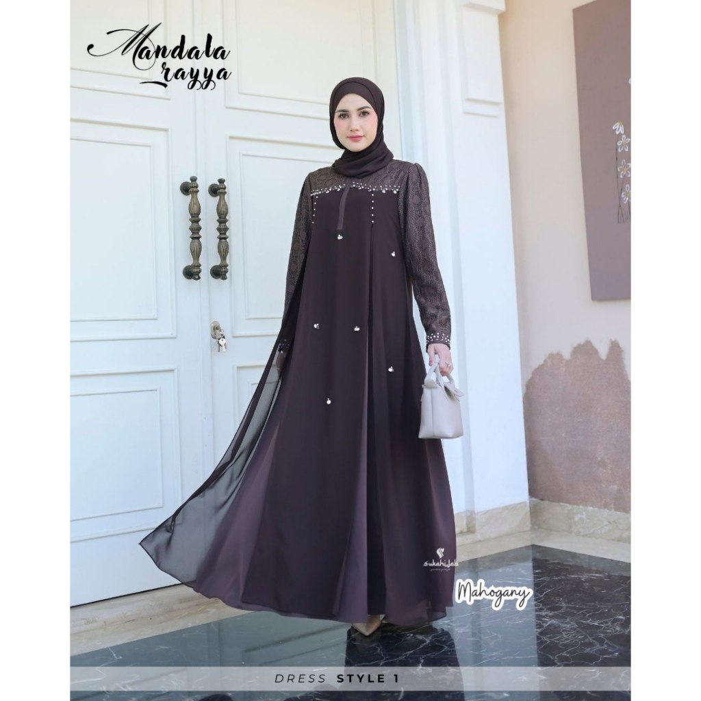 SUKAHIJAB - Mandala Dress Kondangan Gamis Abaya Terbaru Sarimbit Couple Lebaran Anti UV Silk Premium
