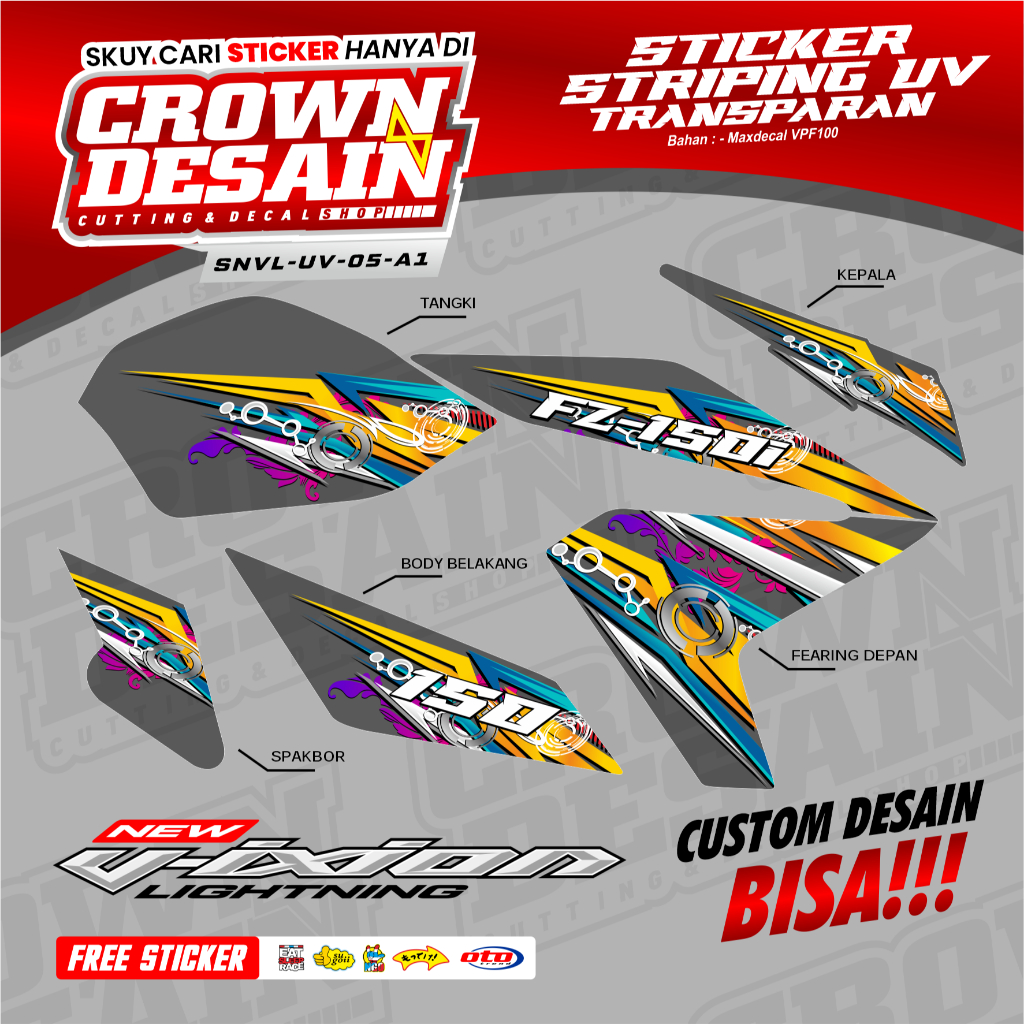 STRIPING STIKER VARIASI MOTOR VIXION NVL/ STRIPING NEW MOTIF STIKER MOTIF TAHUN 2012-2015-SNVL-UV