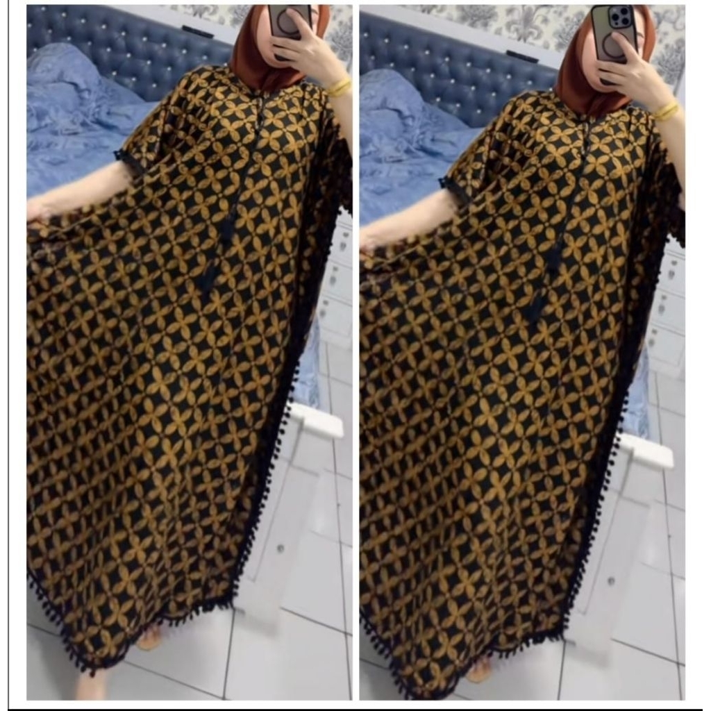 Daster panjang lowo pompom