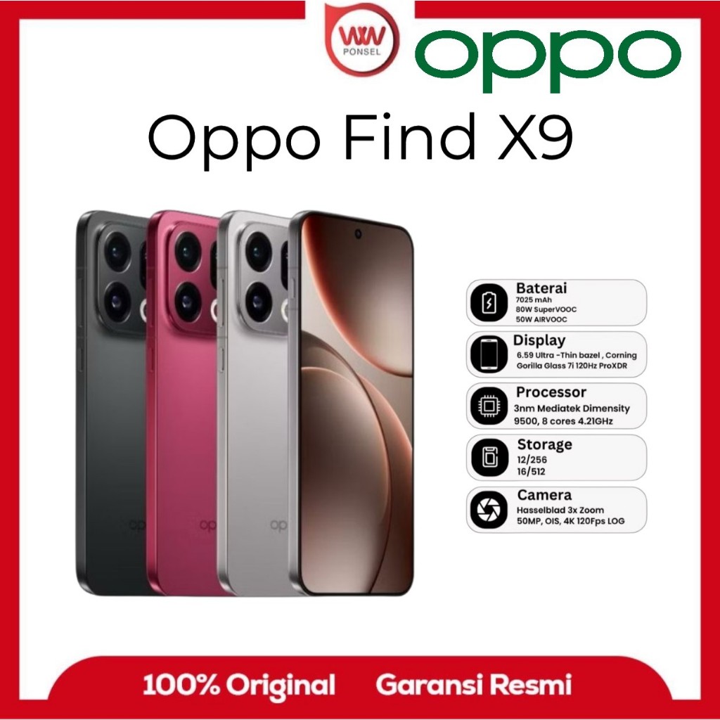Hp Oppo Find X9 Ram 16GB Internal 512GB Garansi Resmi