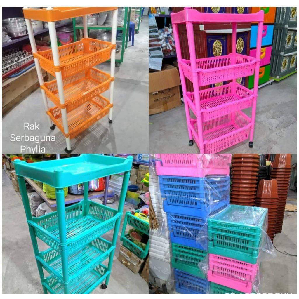 Para salon serbaguna rak serbaguna plastik 4 susun