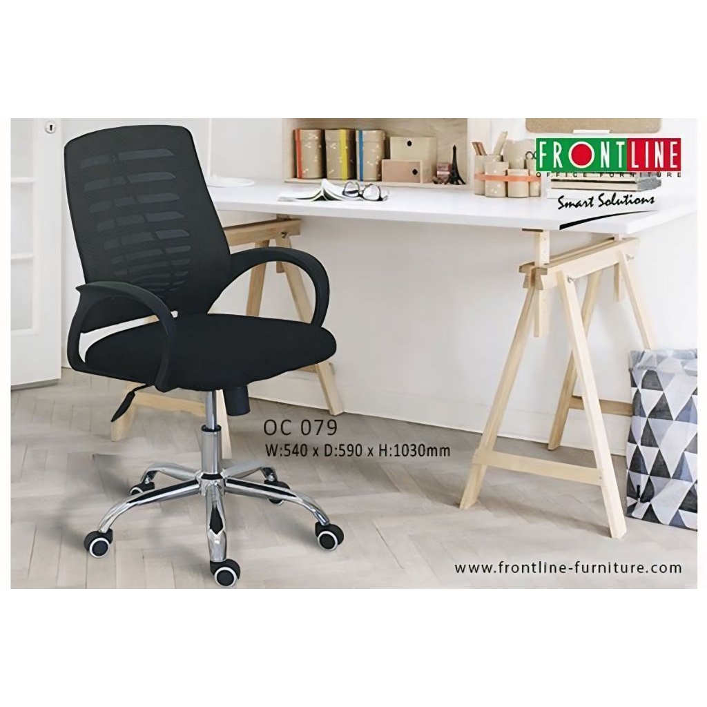 Kursi Kantor Frontline OC 079 Mesh Ergonomis 3 Warna Hitam Biru Hijau Home Office Modern Minimalis