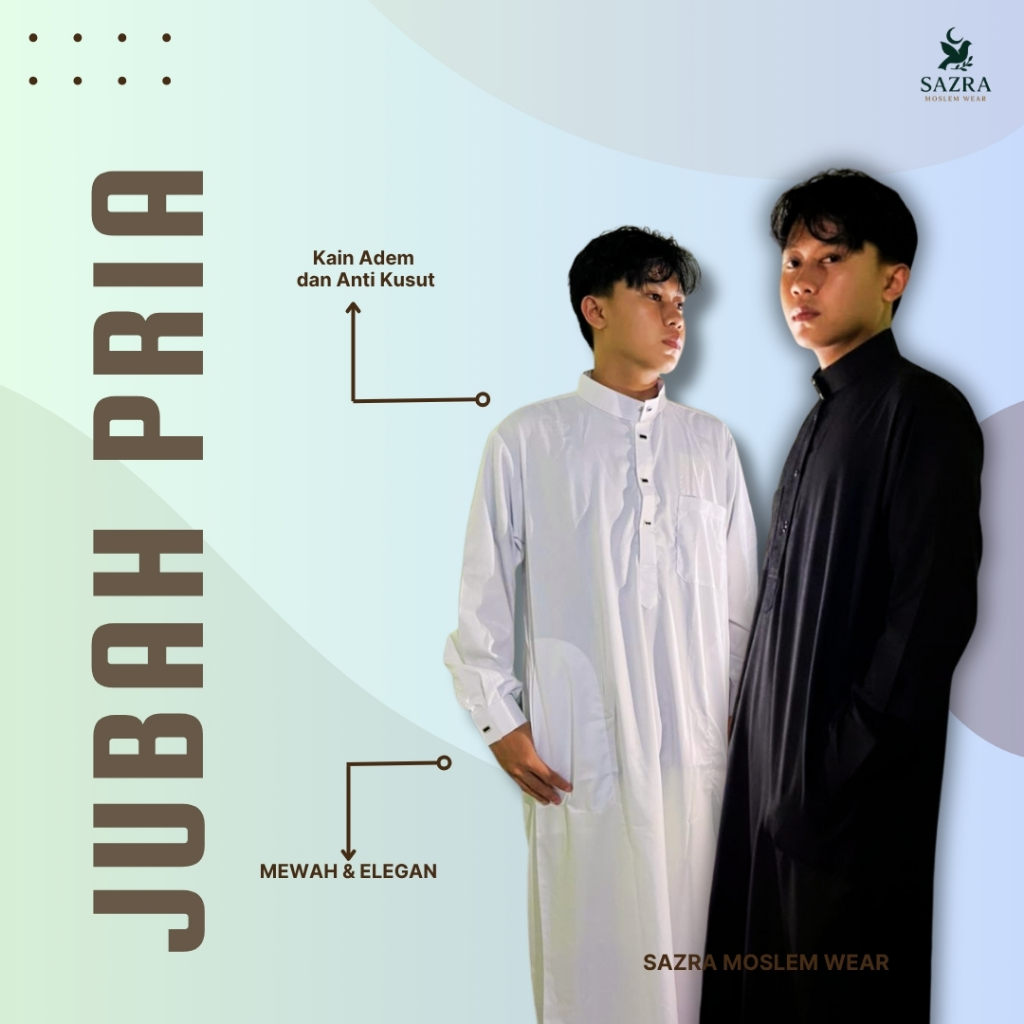 Jubah Pria  Polos Katun Elegan Gamis Premium - Sazra Moslem Wear