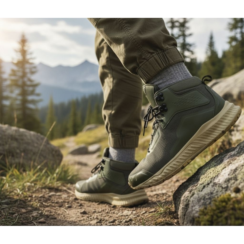 Sepatu League Hijau Army Rampage Outdoor Shoes Cowo Hiking Pria Original New 2025