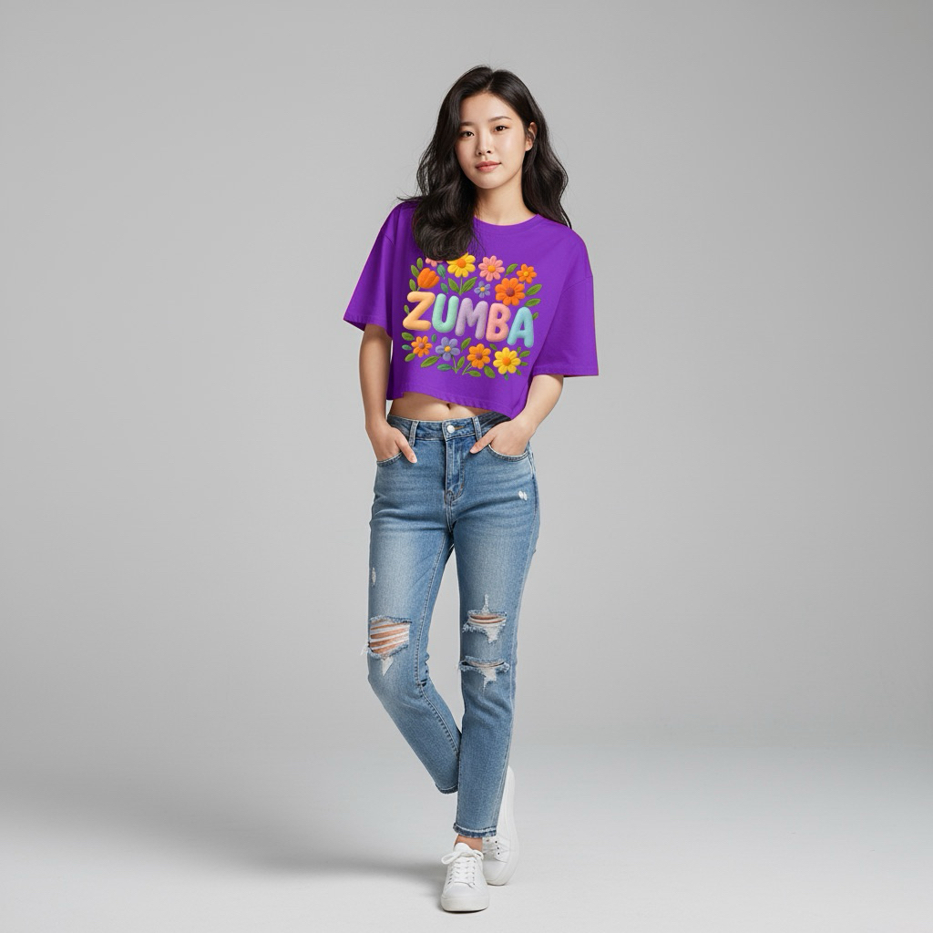 Crop Top Oversize Zumba Baju Wanita Cewek Katun Kaos Crop Atasan Oversize Premium Kaos Terbaru