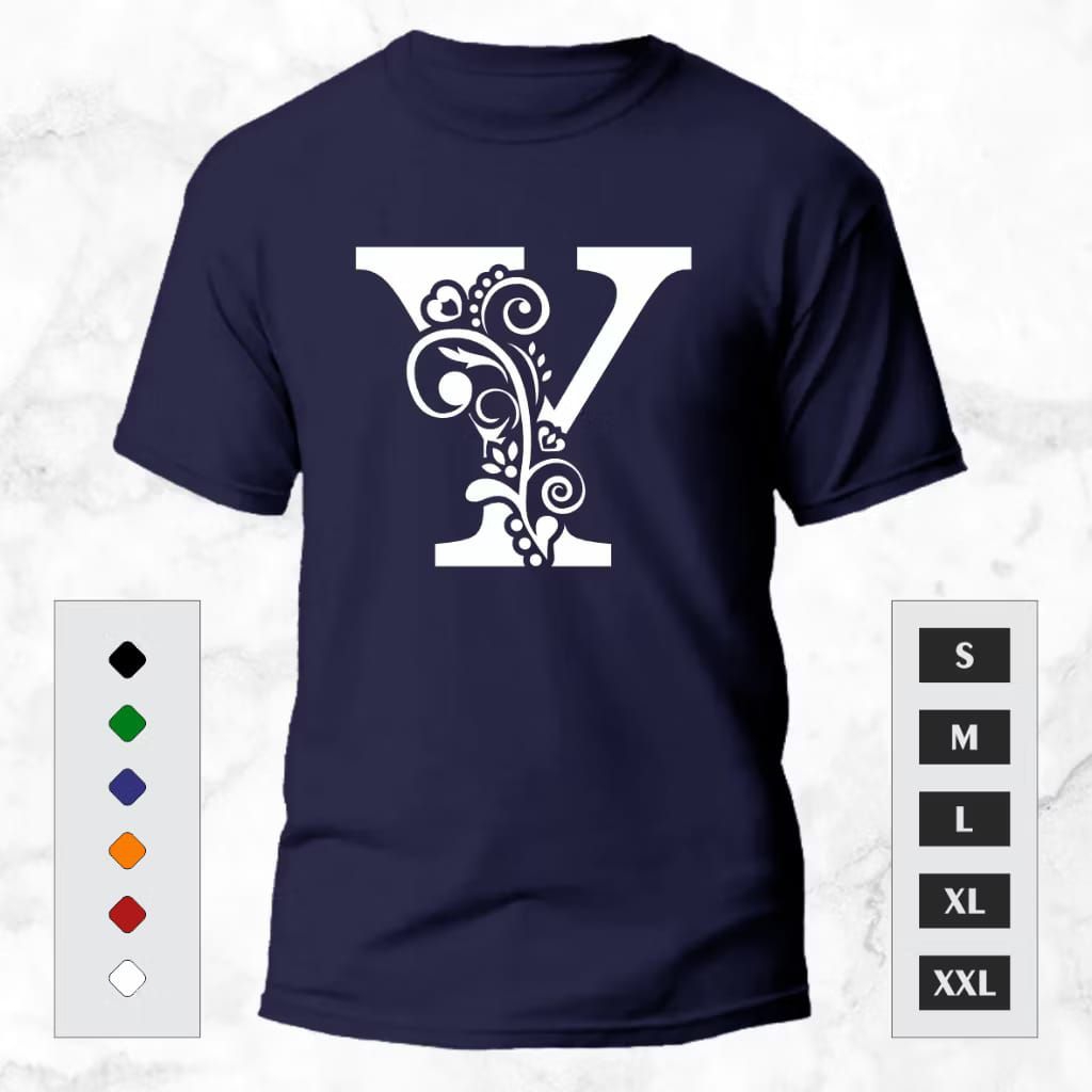 "KAOS DISTRO INISIAL NAMA HURUF Y / KAOS KEREN KEKINIAN / UNISEX BAHAN COTTON COMBED 30s