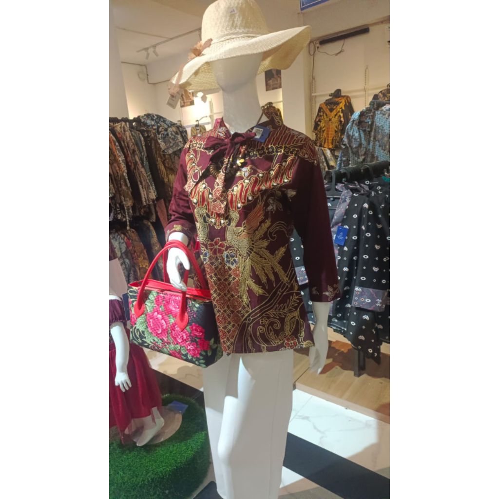 Batik wanita/Batik kerja/Batik//Batik burgundy/Batik benang raja (BACA DESKRIPSI)