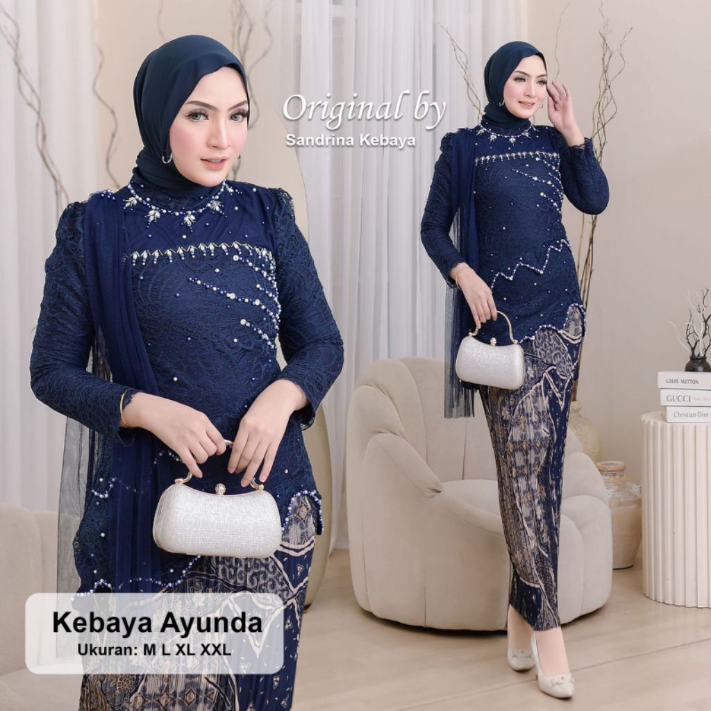 Satu Setel Kebaya Brokat Modern Kebaya Ayunda Brokat Payet modern Kebaya wisuda Kondangan Tunangan B