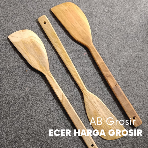 SPATULA KAYU SEDANG MIRING / IRUS MIRING KAYU JATI MURAH