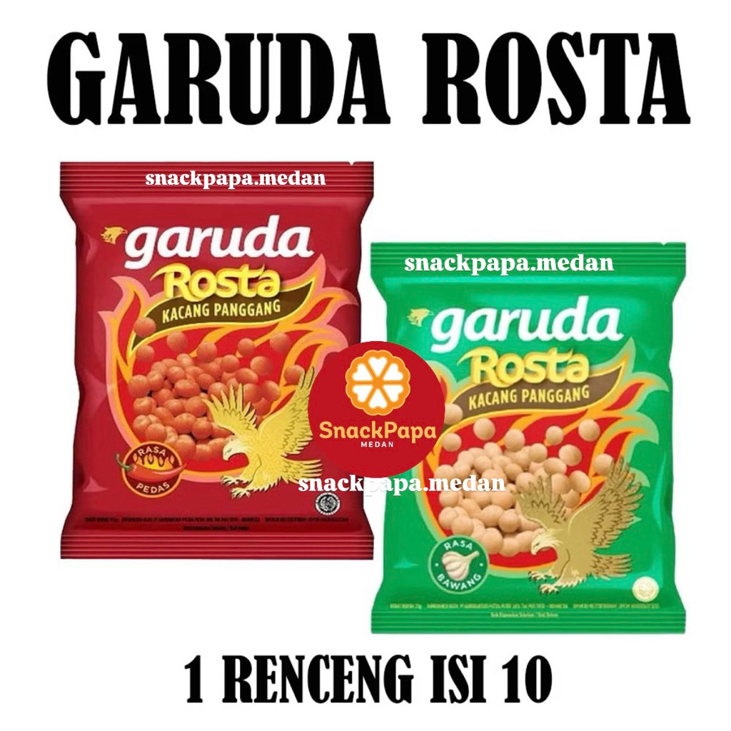 KACANG GARUDA ROSTA PEDAS [1 RENCENG ISI 10 BUNGKUS @11G] | GARUDA ROSTA KACANG PANGGANG RASA PEDAS 