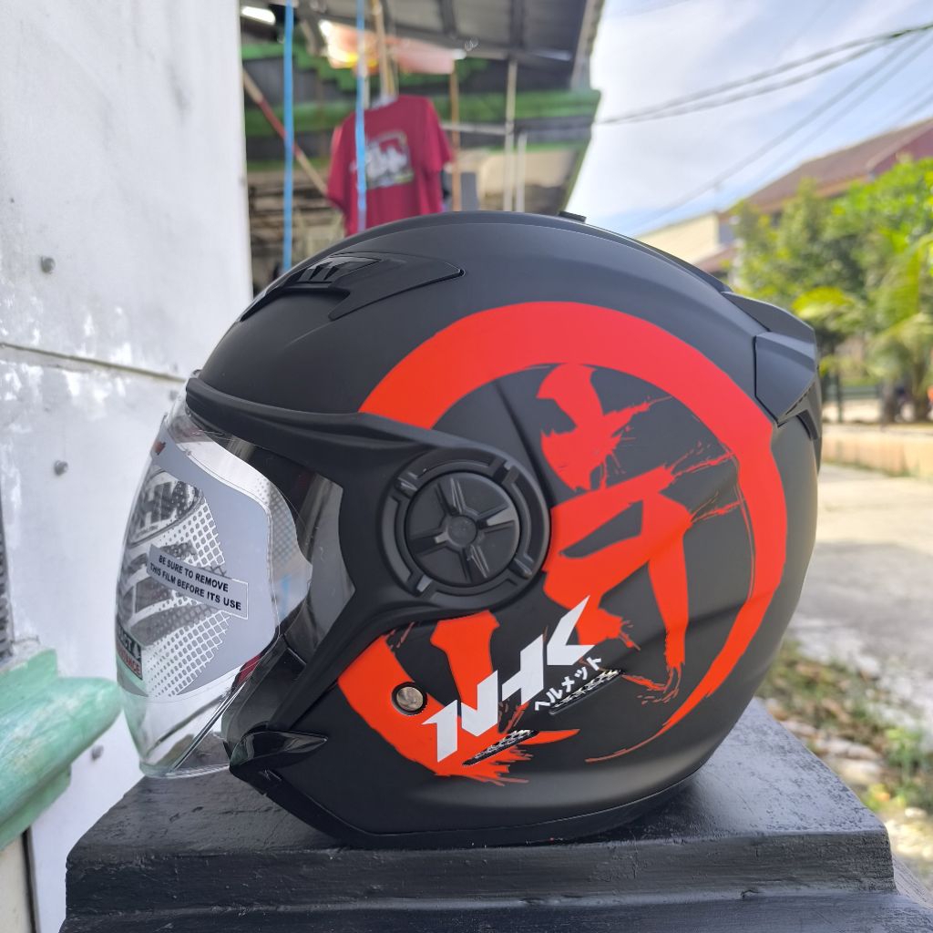 Helm NHK gladiator kanji black red doff HELM Doble visor NHK