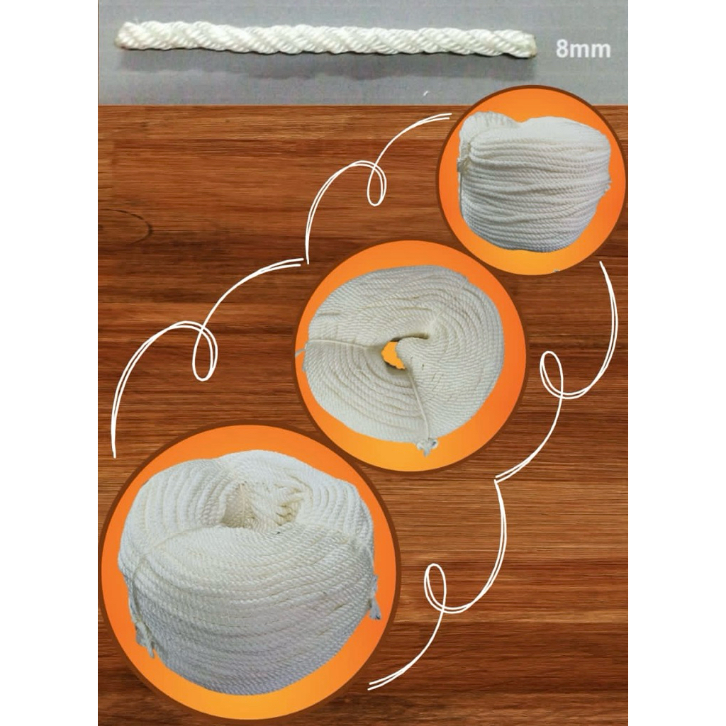 Tali tambang nylon putih /8mm