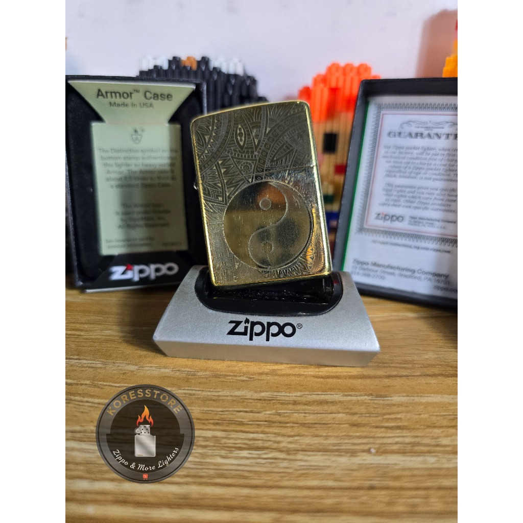 ZIPPO ORIGINAL YIN DAN YANG GOLD VINTAGE LOOK EDITION MADE IN USA