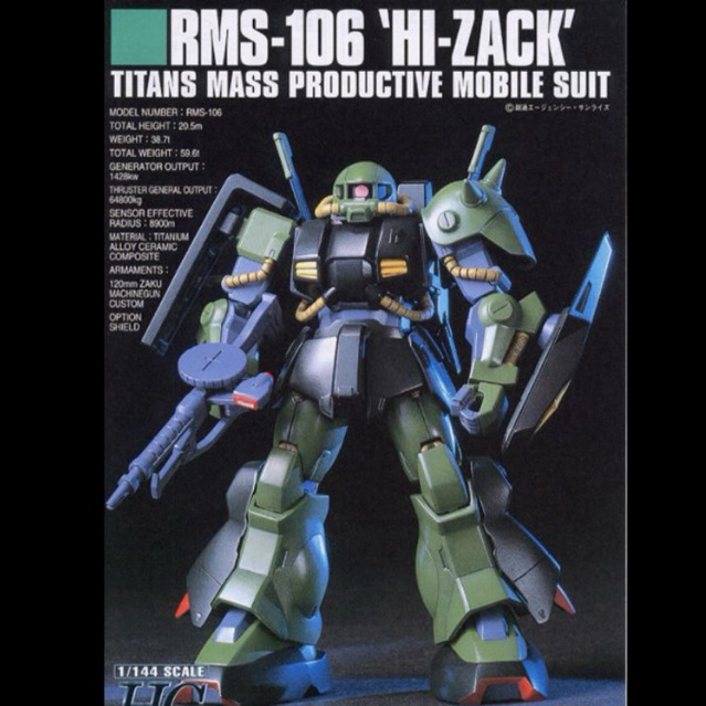 Original Made In Japan HG HGUC 1/144 RMS-106 Hi-Zack Not Zaku II Rx 78 2