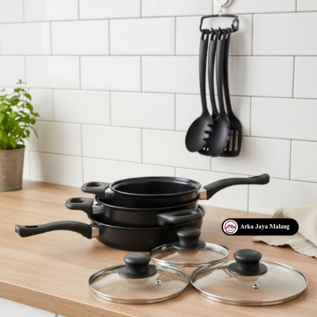 AJM Cookware Set 13pcs Hitam