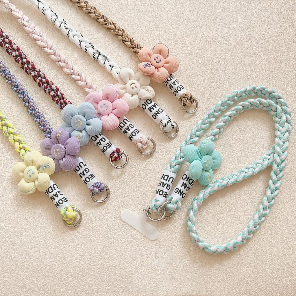 Tali HP Lanyard Kepang Cross-body Motif Flower Gantungan Handphone Universal SM356-SM363