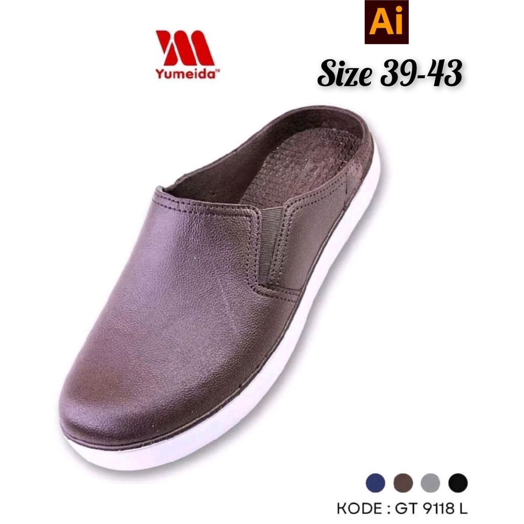 9118 sandal slop karet pria asli merek yumeida size 39-43