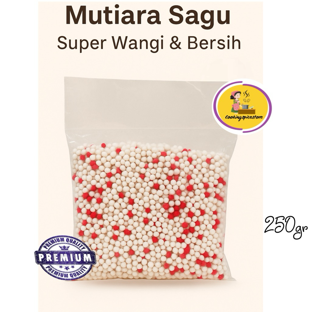 Mutiara Sagu 250gr Super Wangi Bersih Premium • Bahan Es Campur Cendol Bubur Candil • CookingSpiceSt