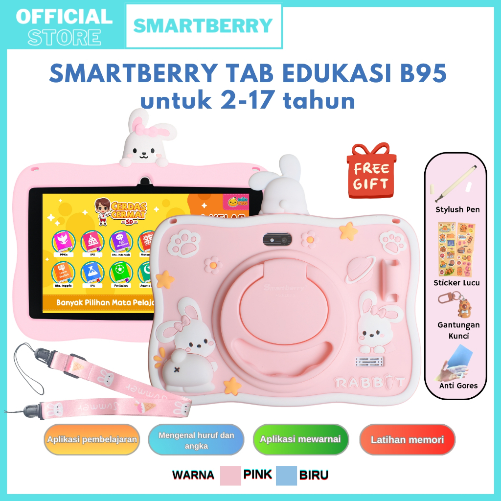 SMARTBERRY STUDY TAB B95 4/128GB / Tablet Anak / Hadiah Anak / 7 Inch / Android 14 Tab Edukasi