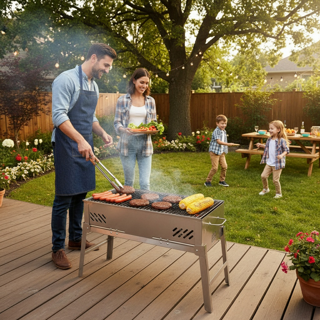 Panggangan Sate Arang + Kipas Portable untuk Bakaran Ikan & Ayam BBQ