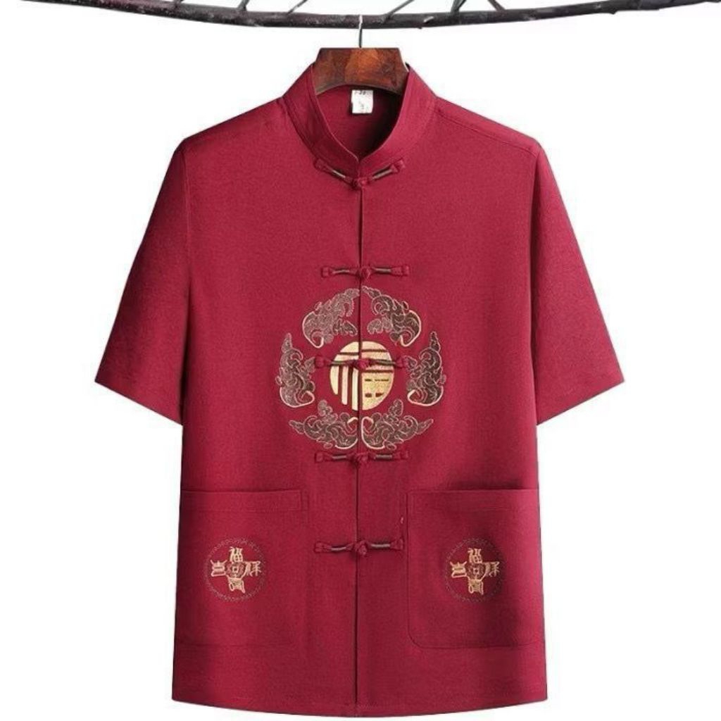 cheongsam import pria Krah Shanghai lengan pendek